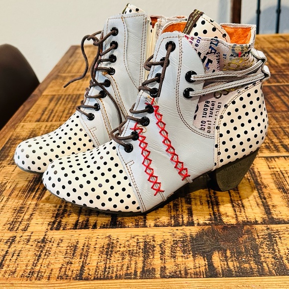 MAIA TMA EYES RETRO POLKA DOT LEATHER BOOTIE WOMENS SZ 8 1/2 / US 40 NWT - Picture 4 of 12